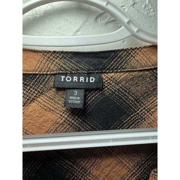 Torrid plaid babydoll tunic top womens 3 western coastal cowgirl outdoor country - Picture 3 of 8